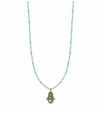 Atlantis Small Hamsa on Tiny Bead Necklace
