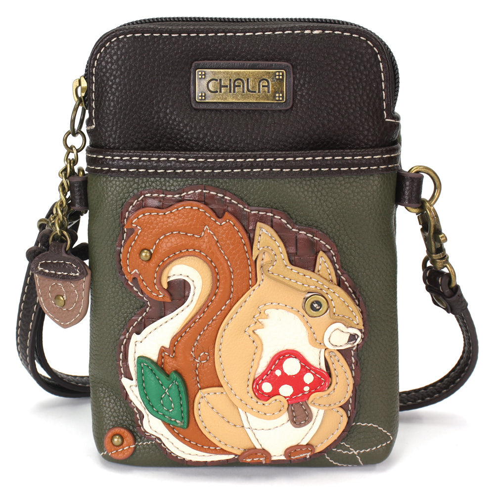 Squirrel A Cellphone Crossbody in Olive by Chala