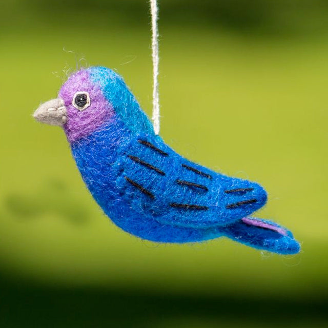Indigo Bunting Wool Ornament