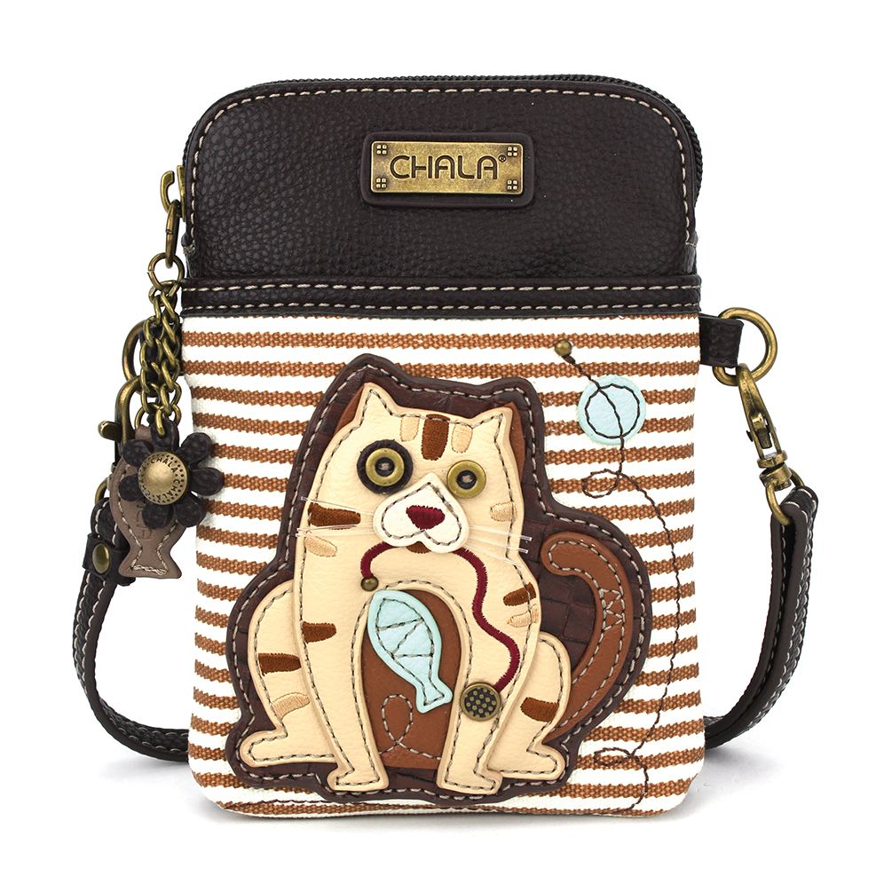 Cat Gen II Cellphone Crossbody in Brown Stripe by Chala
