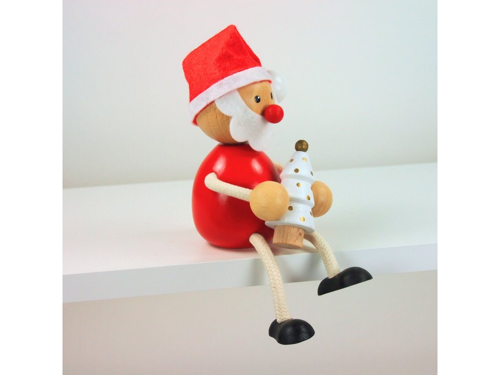 Santa with Christmas Tree Handcrafted Wooden Figure