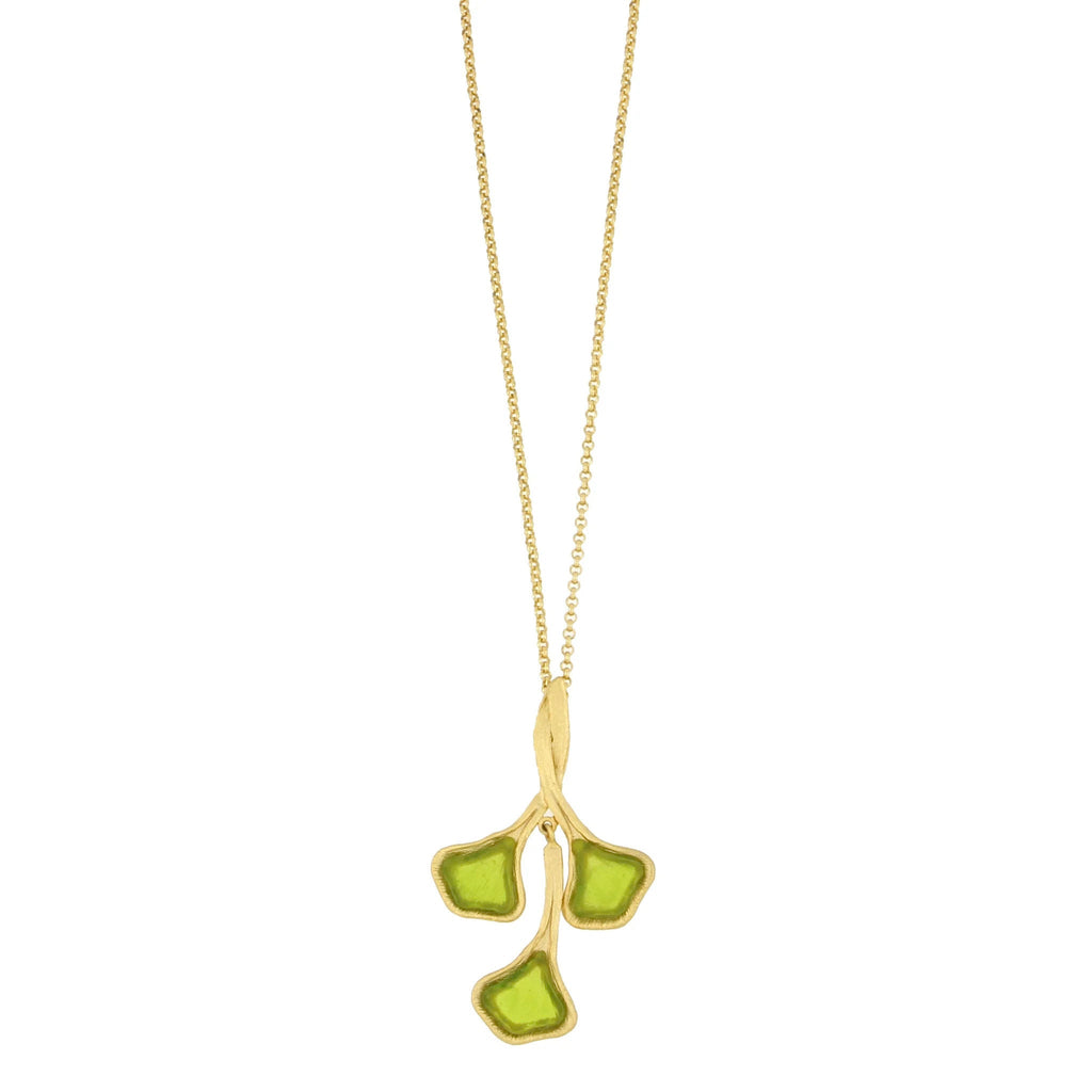 Ginkgo 16 Inch Adjustable 3-Leaf Pendant Necklace by Michael Michaud
