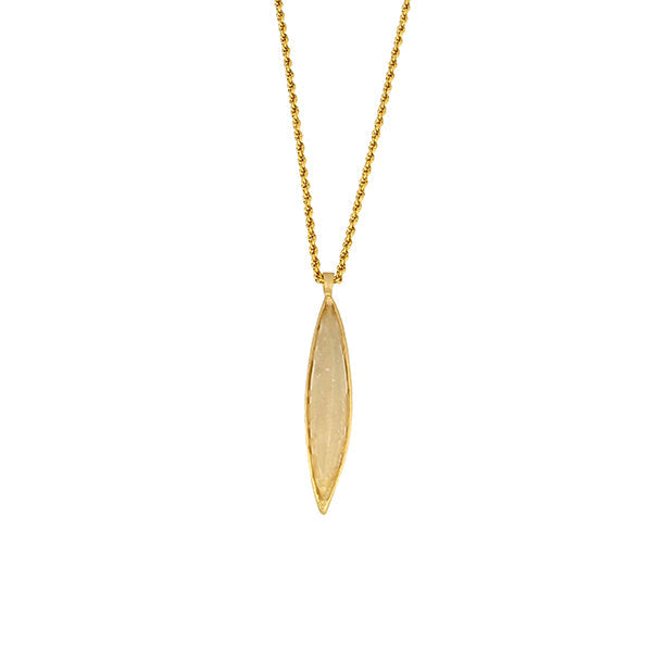 Eucalyptus 28 Inch Adjustable Long Leaf Pendant Necklace - Frost Clear by Michael Michaud