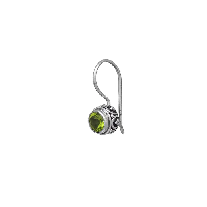 Sterling Silver Bali Drop Earrings with Peridot