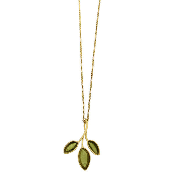 Sage 20 Inch Adjustable Large 3-Leaf Drop Pendant Necklace by Michael Michaud