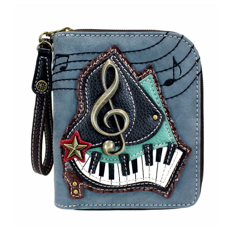 Piano Zip-Around Wallet in Indigo by Chala