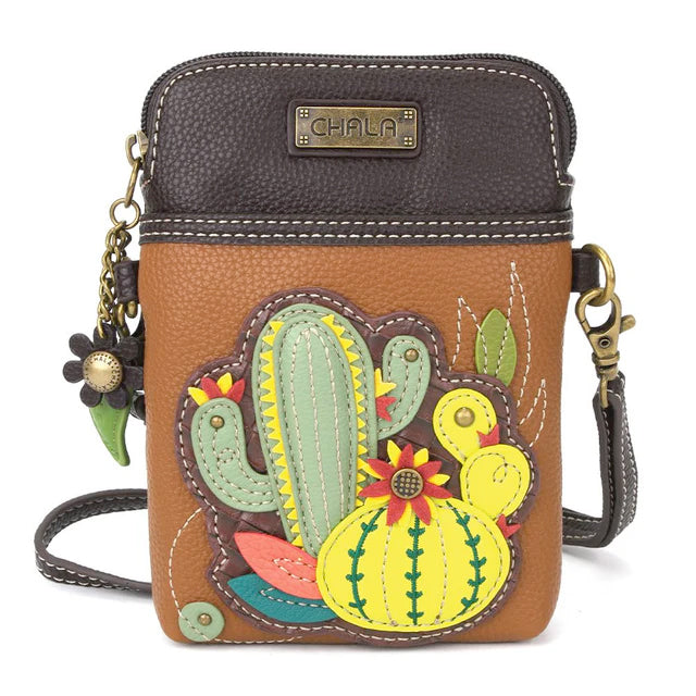 Cactus Cellphone Crossbody in Brown