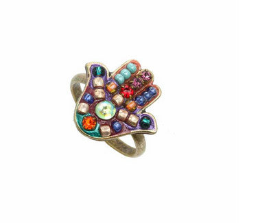 Small Multi Bright Hamsa Ring