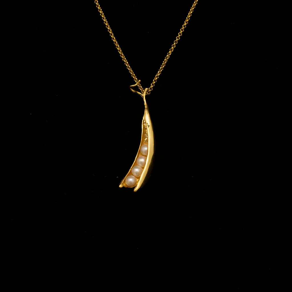 Pea Pod 4 Pearl 16 Inch Adjustable Pendant Necklace by Michael Michaud