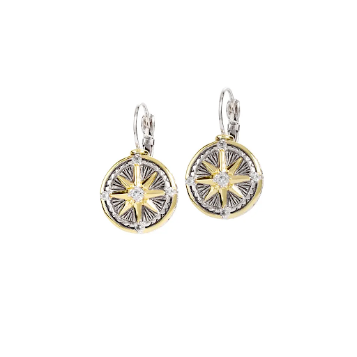Ocean Images Seaside - Cubic Zirconia Compass Earrings by John Medeiros