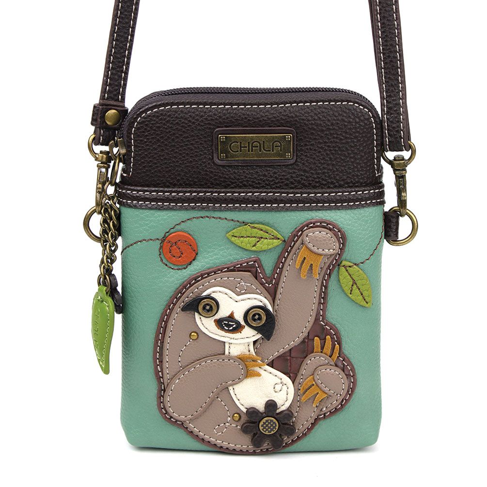 Sloth Cellphone Crossbody in Teal by Chala