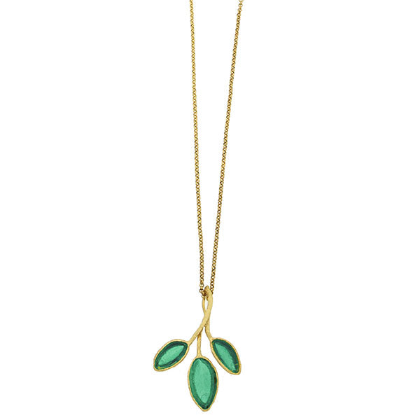 Sage 20 Inch Adjustable Large 3-Leaf Drop Pendant Necklace by Michael Michaud