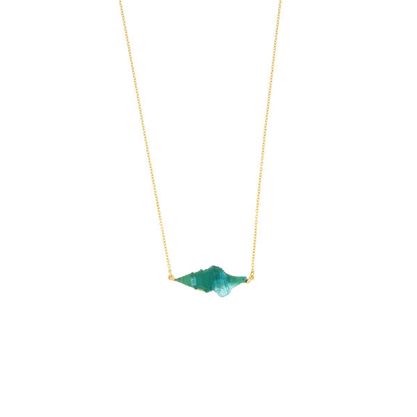 Teal Spiral Shell 16 Inch Adjustable Bar Necklace by Michael Michaud