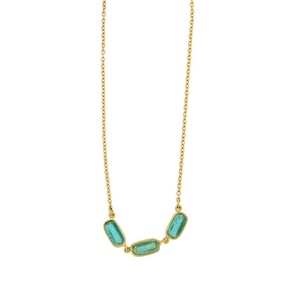 Geo Bubble 16 Inch Adjustable Dainty Necklace - Teal by Michael Michaud