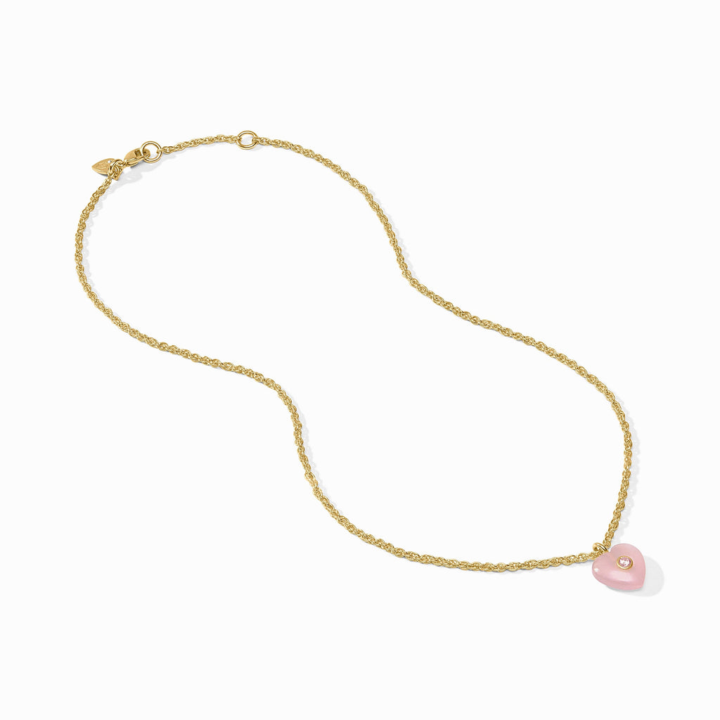 Heart Delicate Necklace in Pink Quartz by Julie Vos
