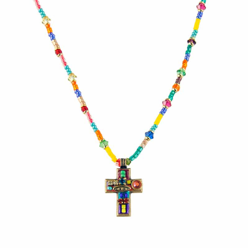 Multi Bright Small Cross Necklace by Michal Golan