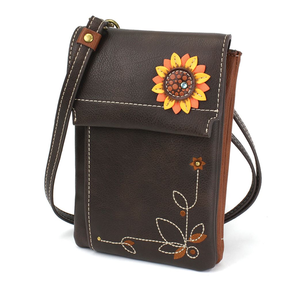 Sunflower Criss Cellphone Crossbody RFID in Brown by Chala