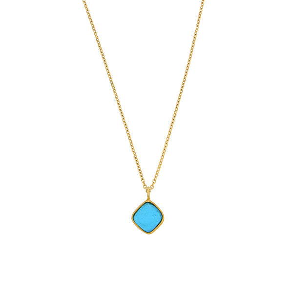 Bubble Diamond 16 Inch Adjustable Pendant Necklace - Turquoise by Michael Michaud