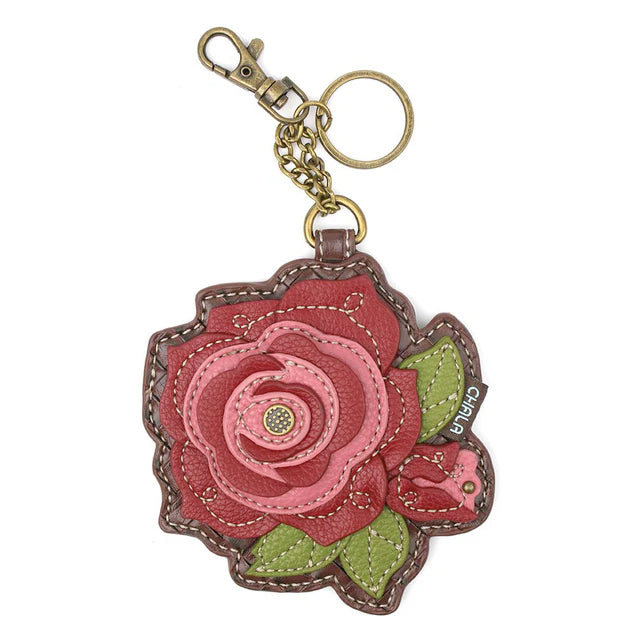 Rose B Coin Purse and Key Chain in Red