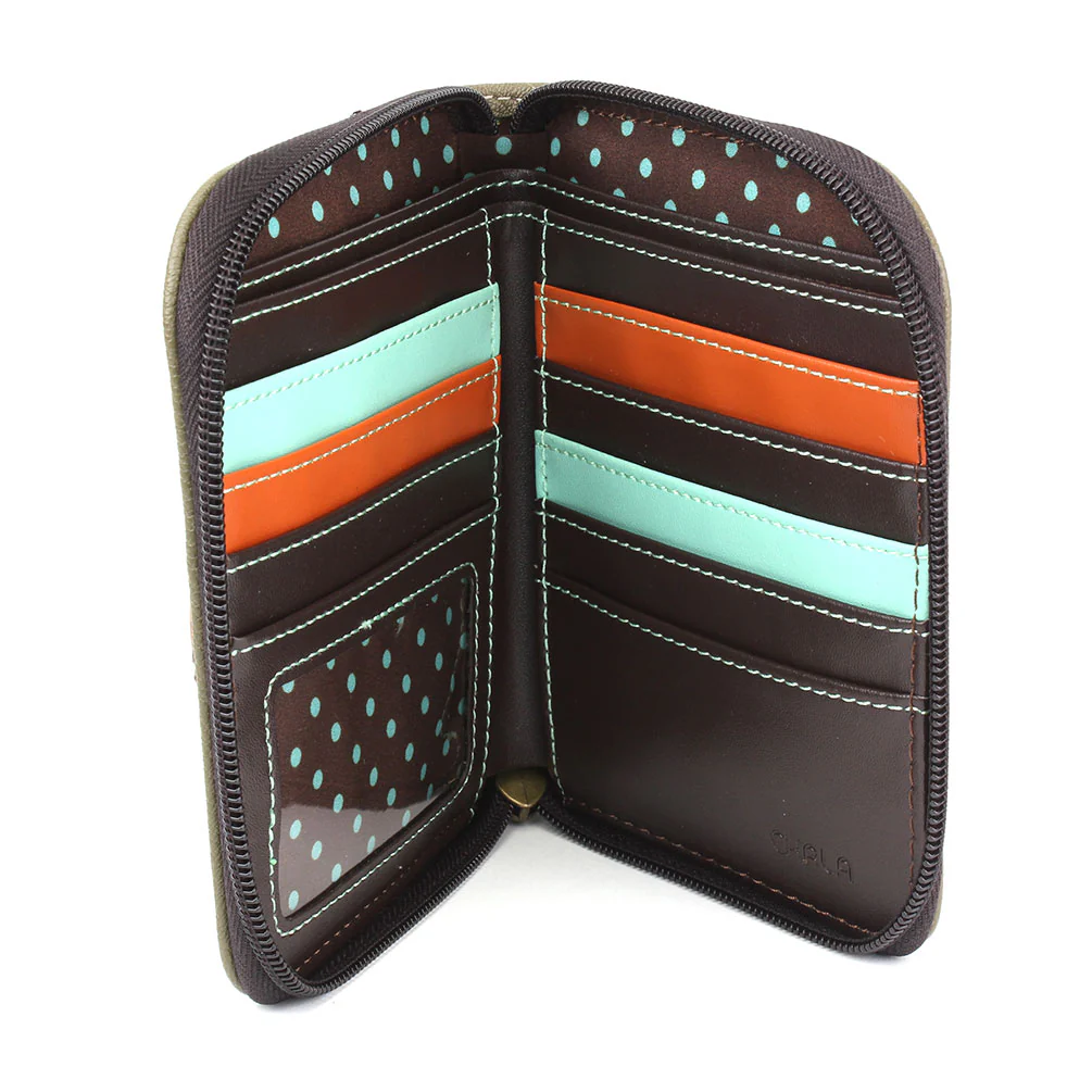 Fox Zip-Around Wallet in Olive by Chala