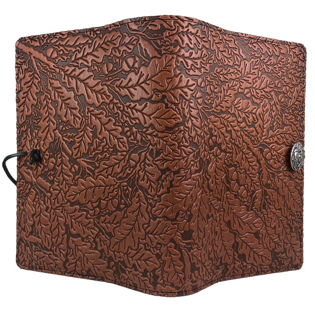 Large Leather Journal - Oak Leaves in Saddle