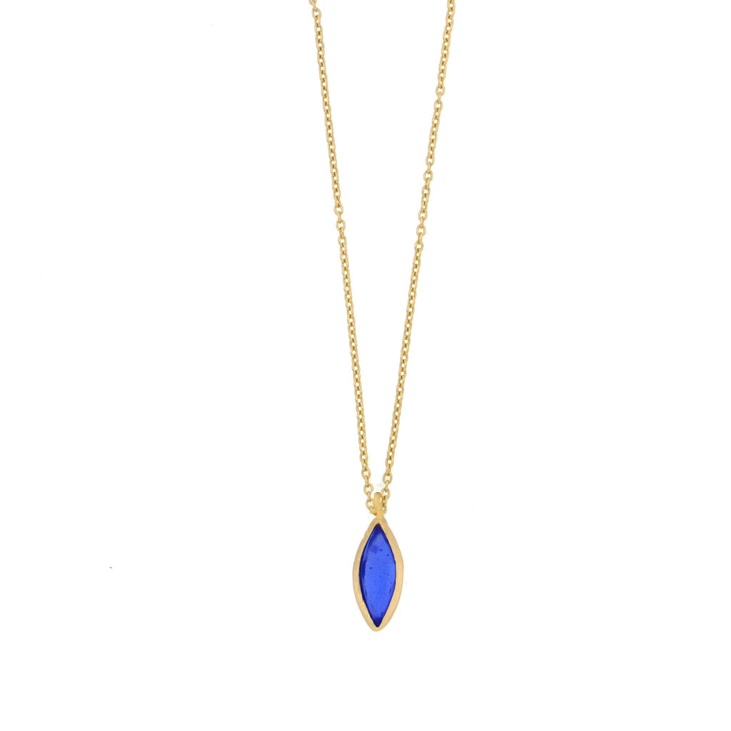 Cobalt Marquise 16 Inch Adjustable Dainty Pendant Necklace by Michael Michaud