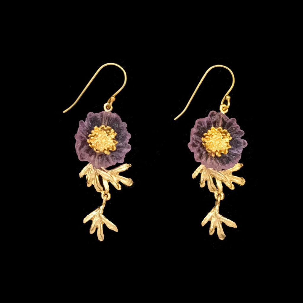 Purple Mum Wire Earrings by Michael Michaud