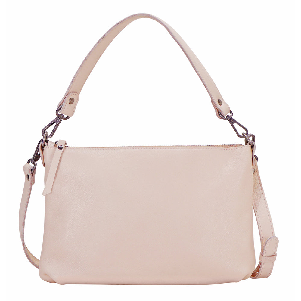 Stevie Leather Crossbody in Rosa
