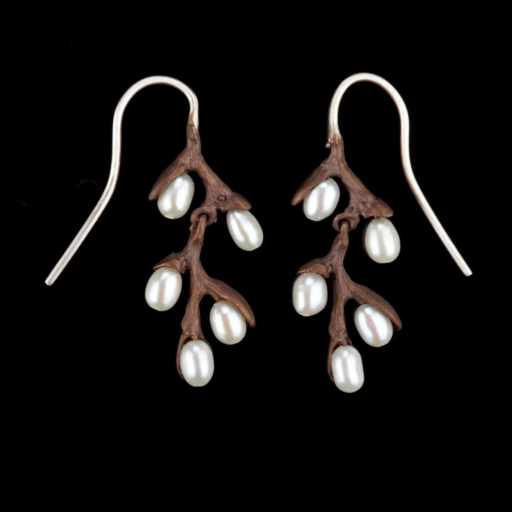 Pussy Willow Drop Frozen Wire Earrings by Michael Michaud