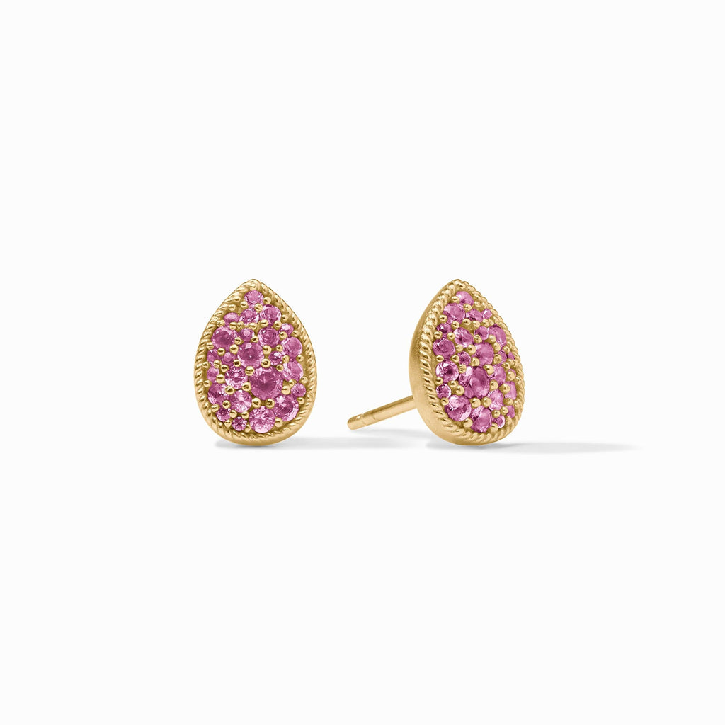 Pave Teardrop Stud Earrings in Pink Tourmaline by Julie Vos