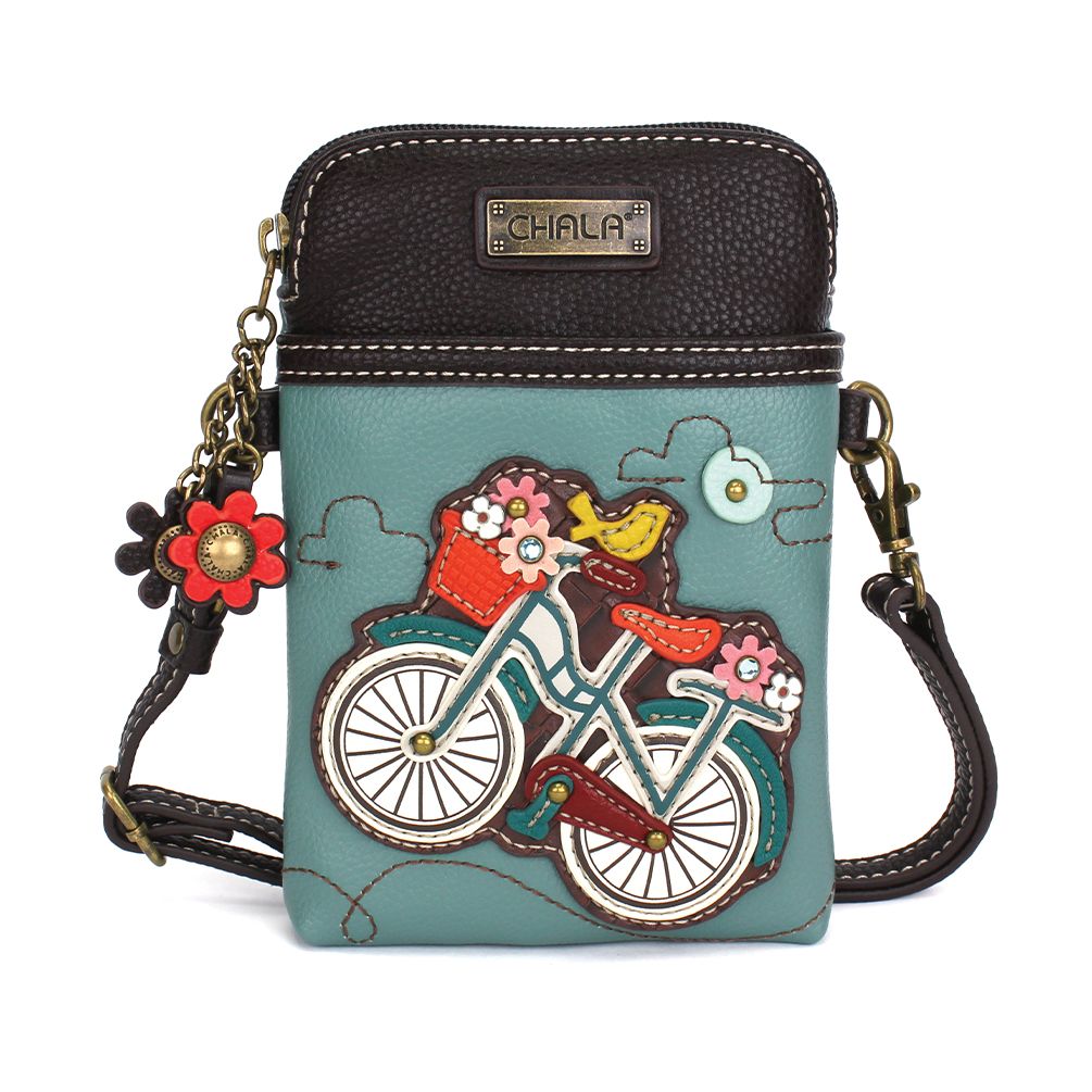 Bicycle Cellphone Crossbody in Teal by Chala