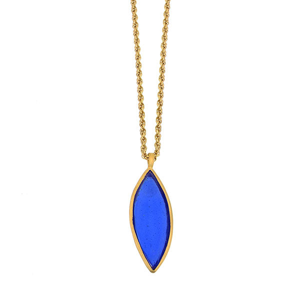 Marquise 24 Inch Adjustable Large Pendant Necklace - Cobalt by Michael Michaud