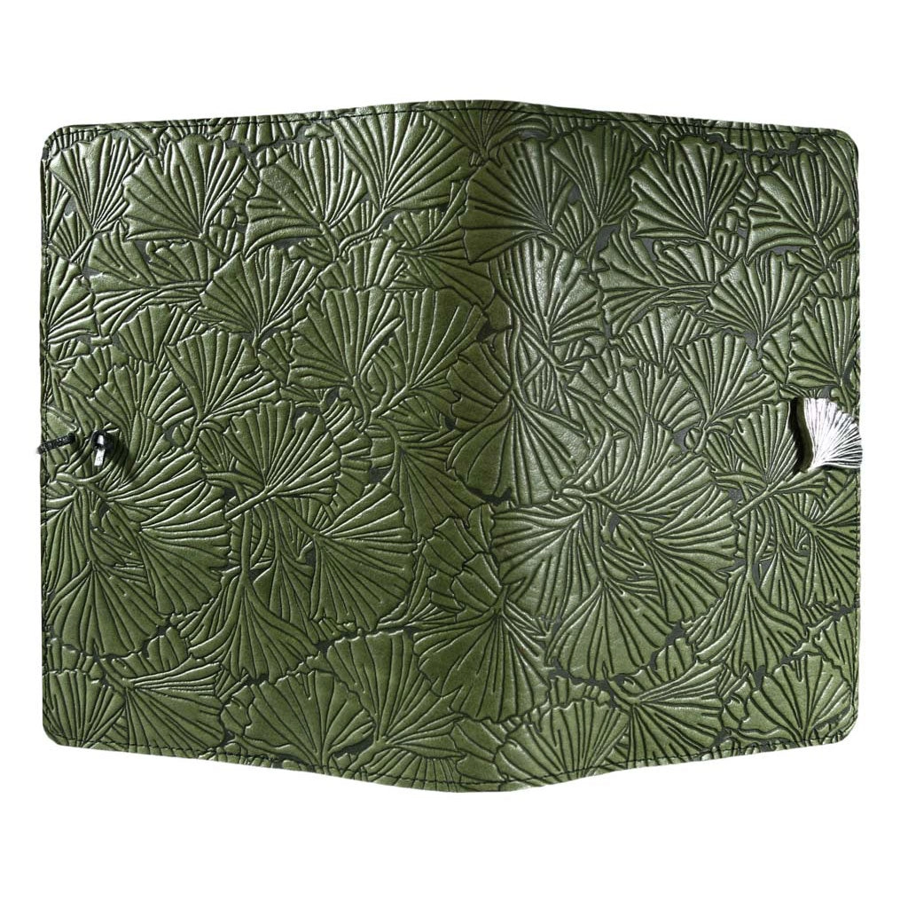 Large Leather Journal - Ginkgo in Fern