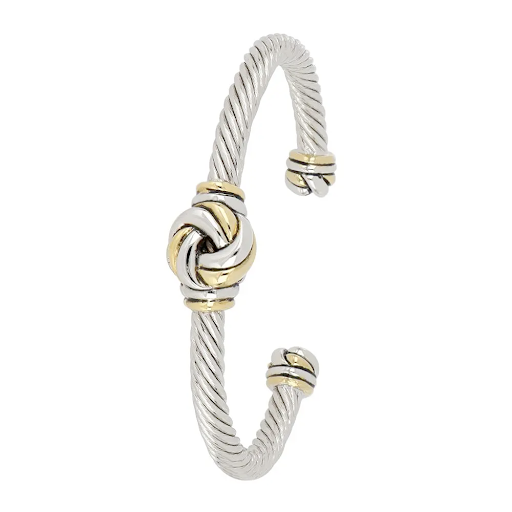 Infinity Love Knot Collection - Center Love Knot Wire Cuff Bracelet by John Medeiros