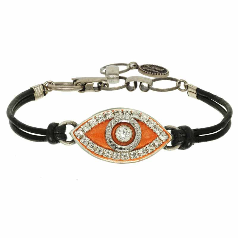 Tangerine Eye Leather Bracelet by Michal Golan