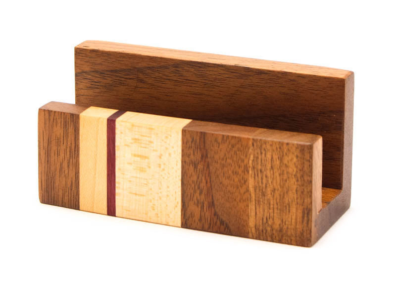 Striped Business Card Holder in Walnut