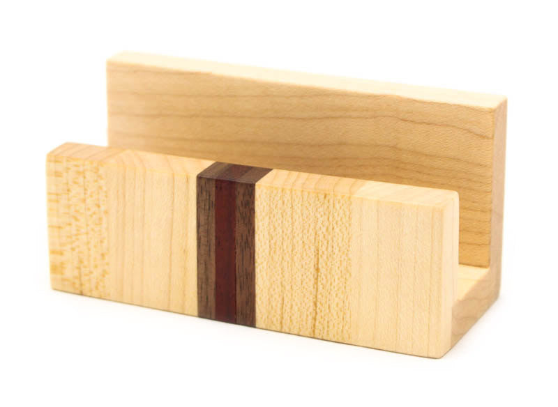 Striped Business Card Holder in Maple