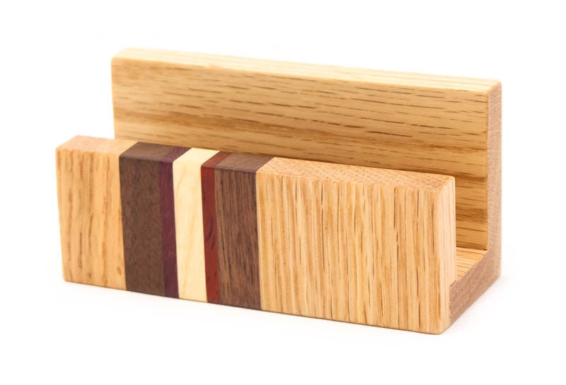 Striped Business Card Holder in Oak