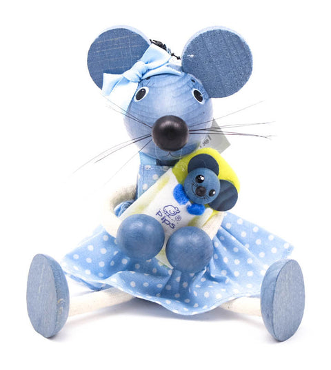 Mouse with Baby Handcrafted Wooden Jumpie