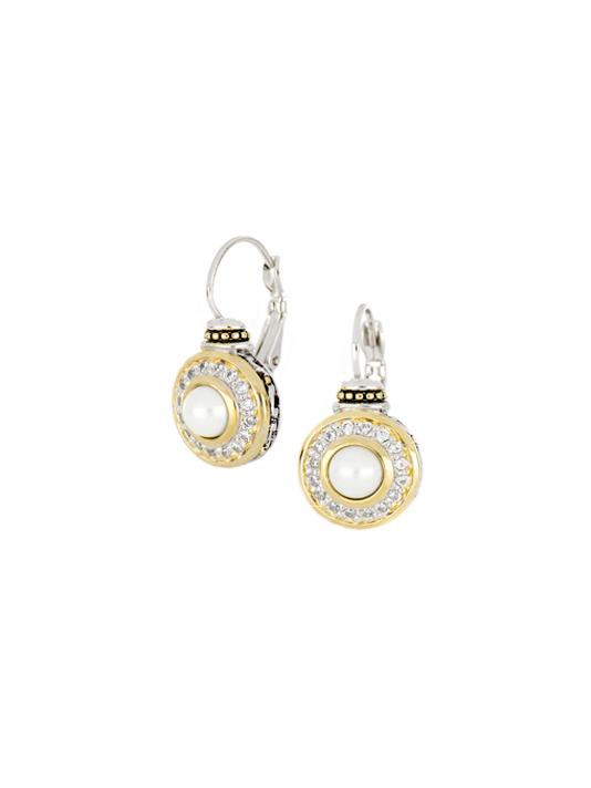 Pérola Pavé & White Seashell Pearl French Wire Earrings by John Medeiros 2 of 2