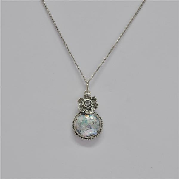 Flower Drop Roman Glass Necklace