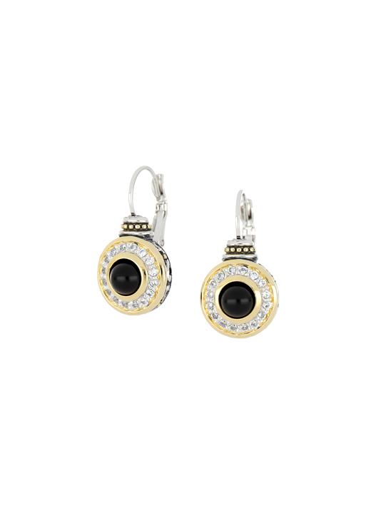 Genuine Black Onyx & Pavé French Wire Earrings by John Medeiros