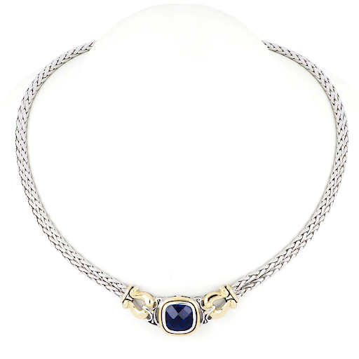 Anvil Color Double Strand Horseshoe Necklace Indigo by John Medeiros