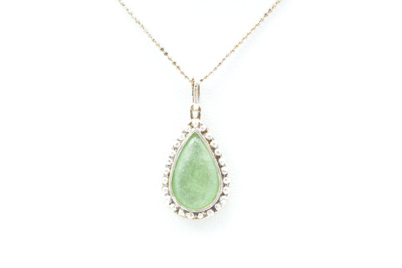 Teardrop Round Dot Washed Roman Glass Necklace