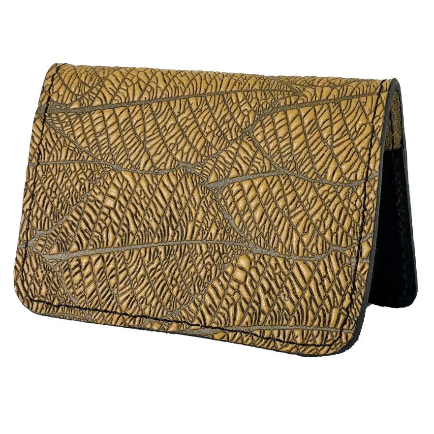 Leather Card Holder - Fallen Leaves in Marigold
