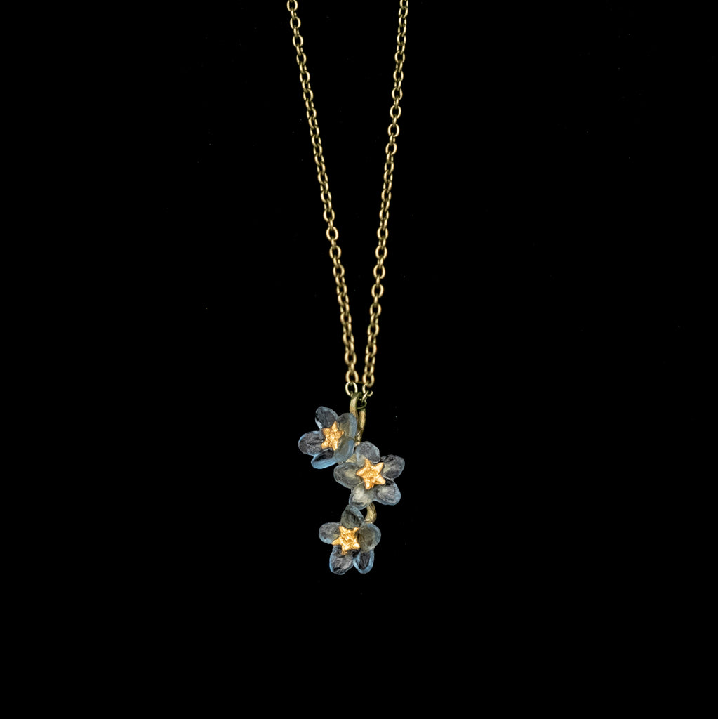 Forget Me Not 16'' Adj. Triple Flower Pendant By Michael Michaud