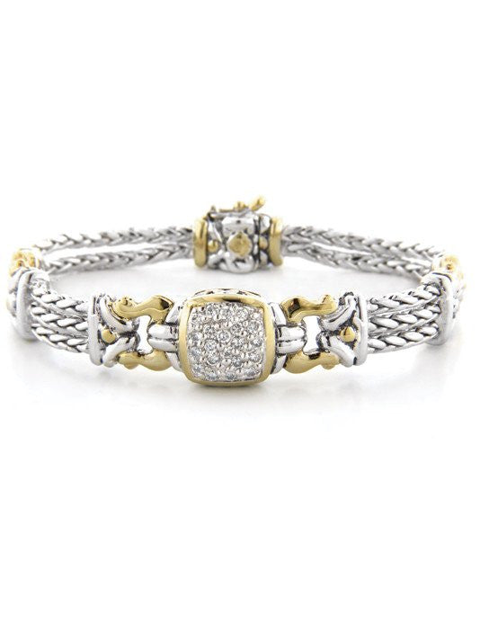 Anvil Square Pave Triple Strand Bracelet by John Medeiros