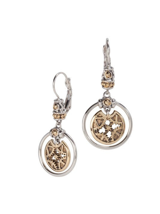 Anvil Collection - Gears of Time Edition - Small Centerpiece Two Tone Earrings by John Medeiros