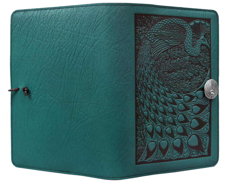 Small Leather Journal - Peacock in Teal