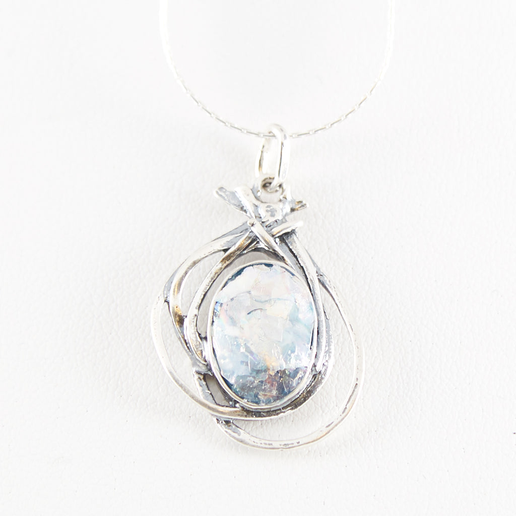 Silver Lines Roman Glass Necklace